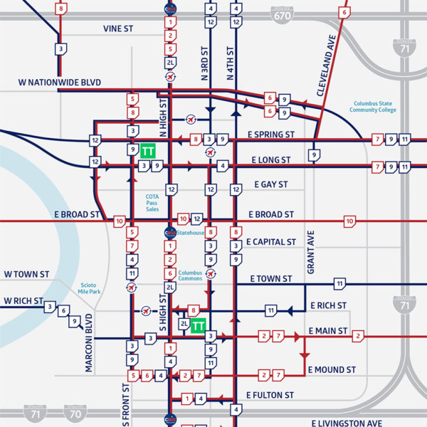 COTA Bus Route Maps | MERJE DESIGN