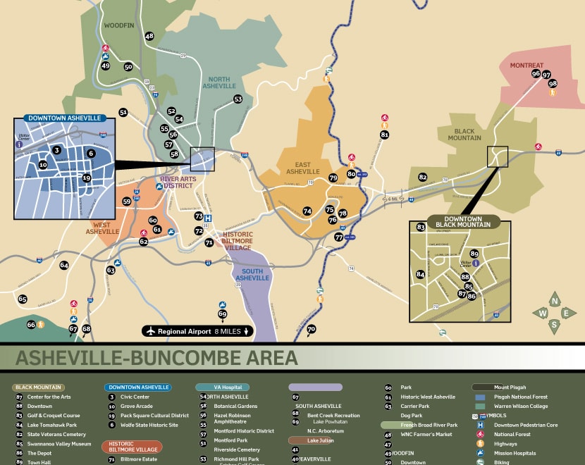 Asheville Regional Map Close-Up