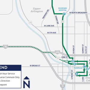 COTA Bus Route Map Close-Up