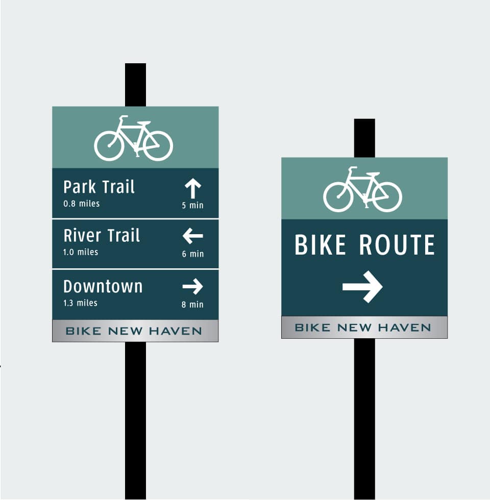 New Haven Bike Route Sign Schematic